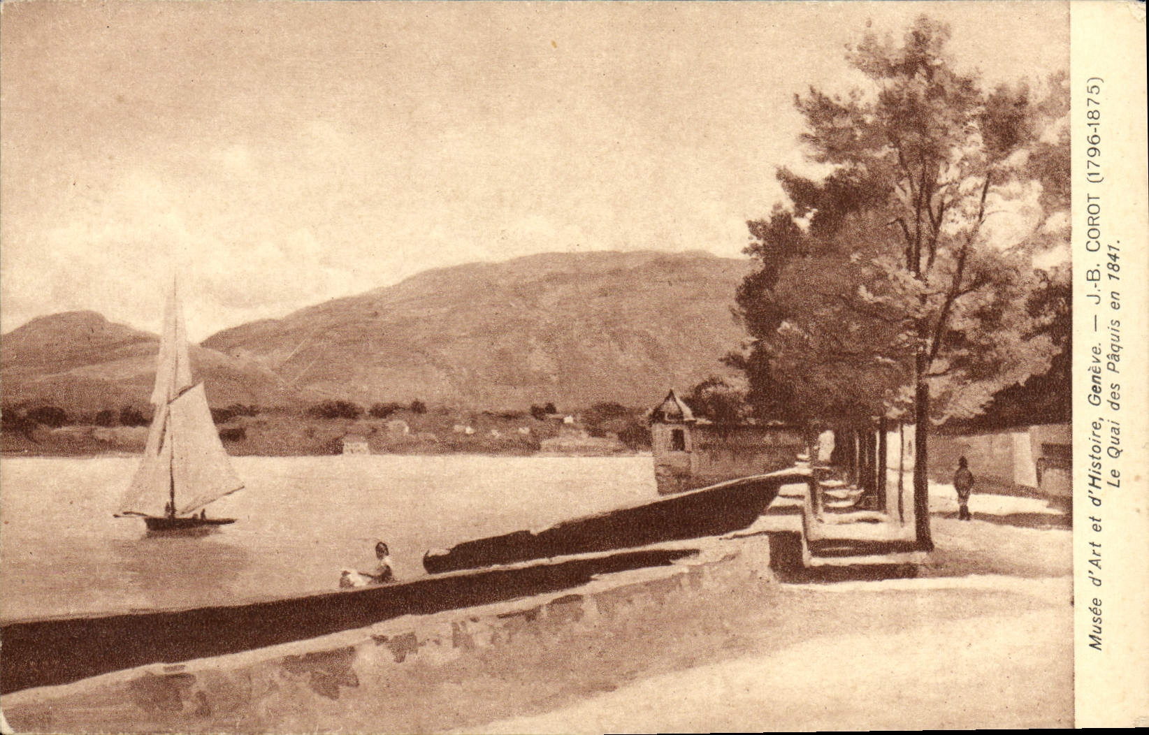 CPA Musee d'art et d'histoire Geneve Corot Le quai des Paquis en 1841