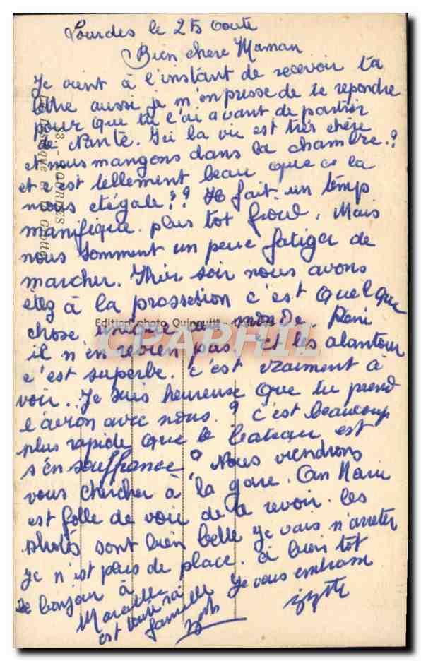 CPA Lourdes La basilique et La Grotte — Verso