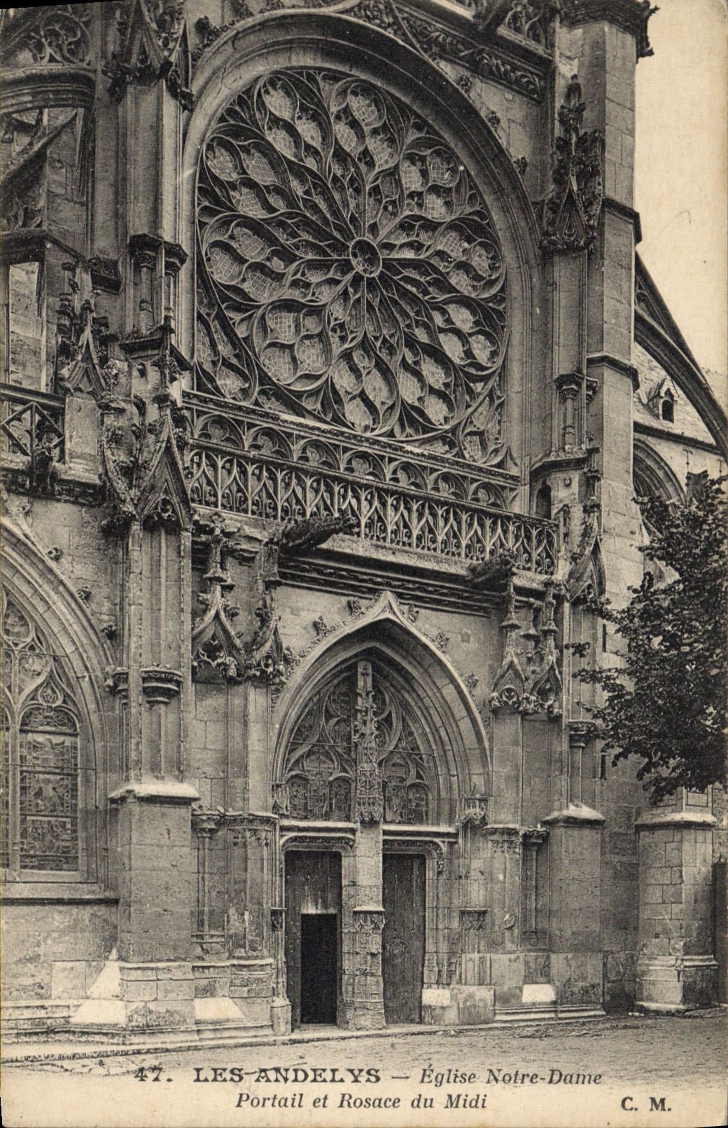 Les Andelys — Église Notre-Dame, Portail et Rosace du Midi — C. M. n°47