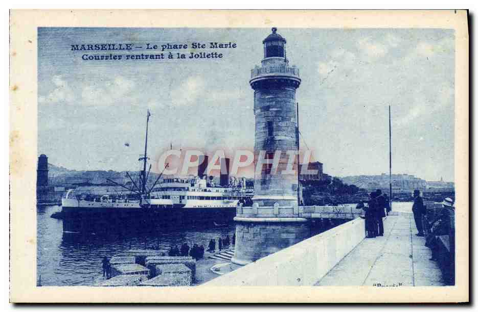 CPA Marseille Le Phare Ste Marie Courrier Rentrant A La Joliette Bateau