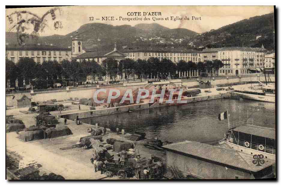 CPA Nice Perspective Des Quais Et Eglise Du Port