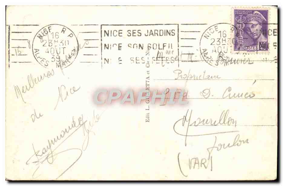 CPA Nice Coup De Mer — Rückseite