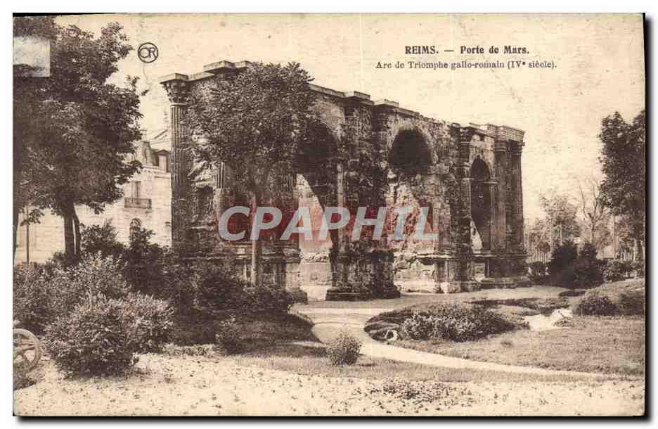 CPA Reims Porte De Mars Arc De Triomphe Gailo Romain