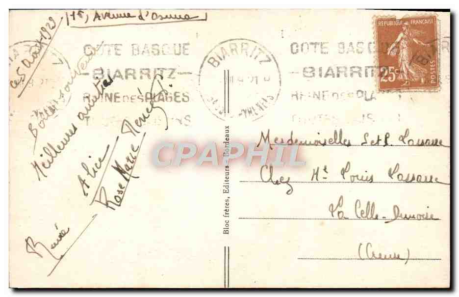 CPA Biarritz La Pointe Du Phare — Verso