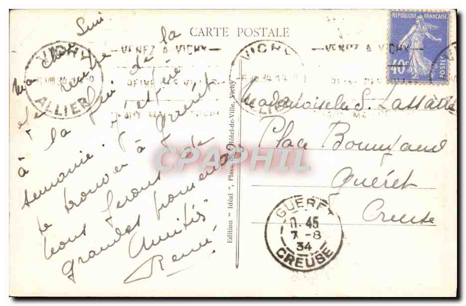 CPA Vichy Un Coin Des Grands Parcs Au Bassin Des Cygnes — Verso