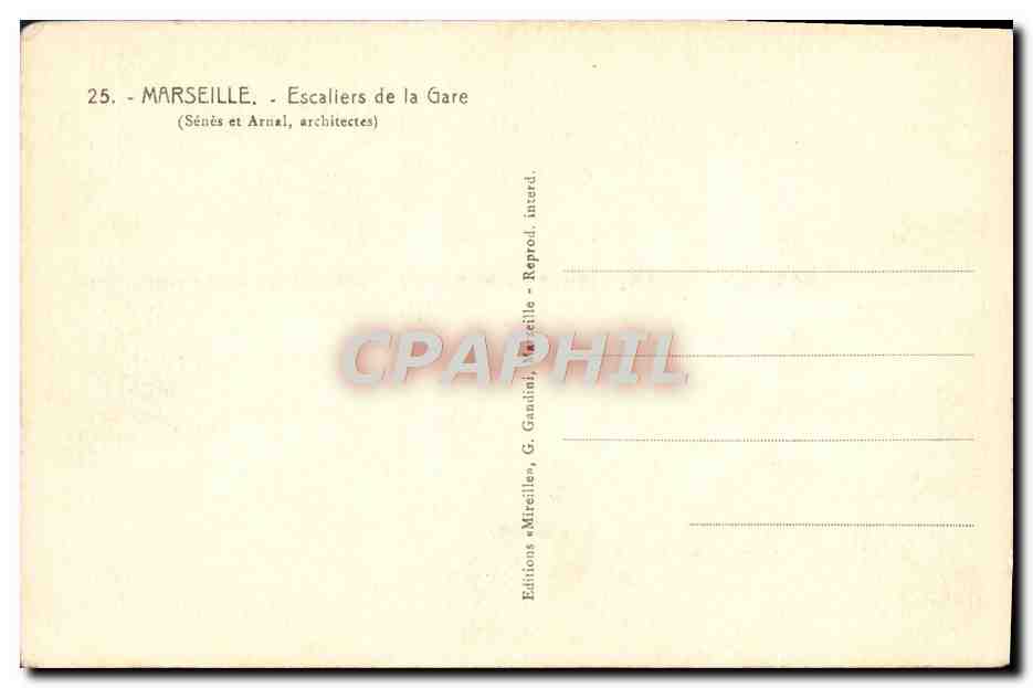 CPA Marseille Escaliers De La Gare — Rückseite