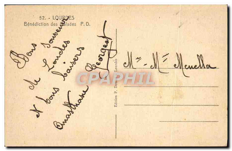 CPA Lourdes Benediction Des Malades — Verso
