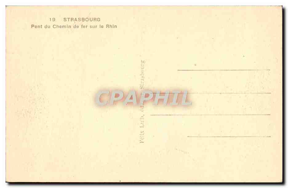 CPA Strasbourg Pont Du Chemin De Fer Sur Le Rhin — Verso