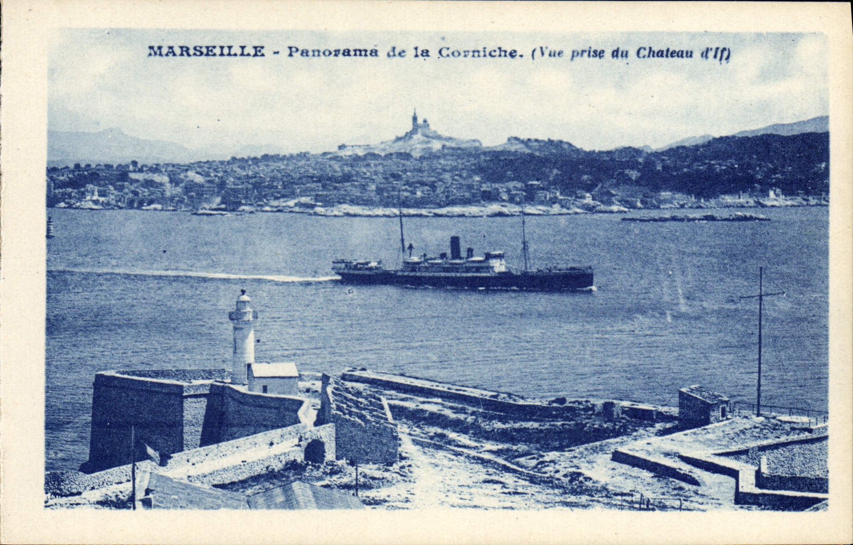 CPA Marseille Panorama De La Corniche Vue prise du Chateau d'If Bateau 
