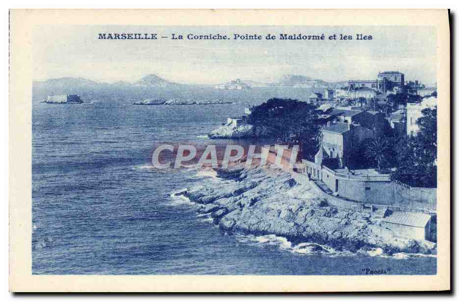 CPA Marseille La Corniche Pointe De Maldorme Et Les Iles