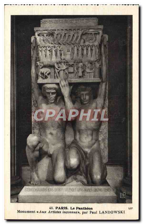 CPA Paris Le Pantheon Monument Aux Artistes Inconnus Par Paul Landowski