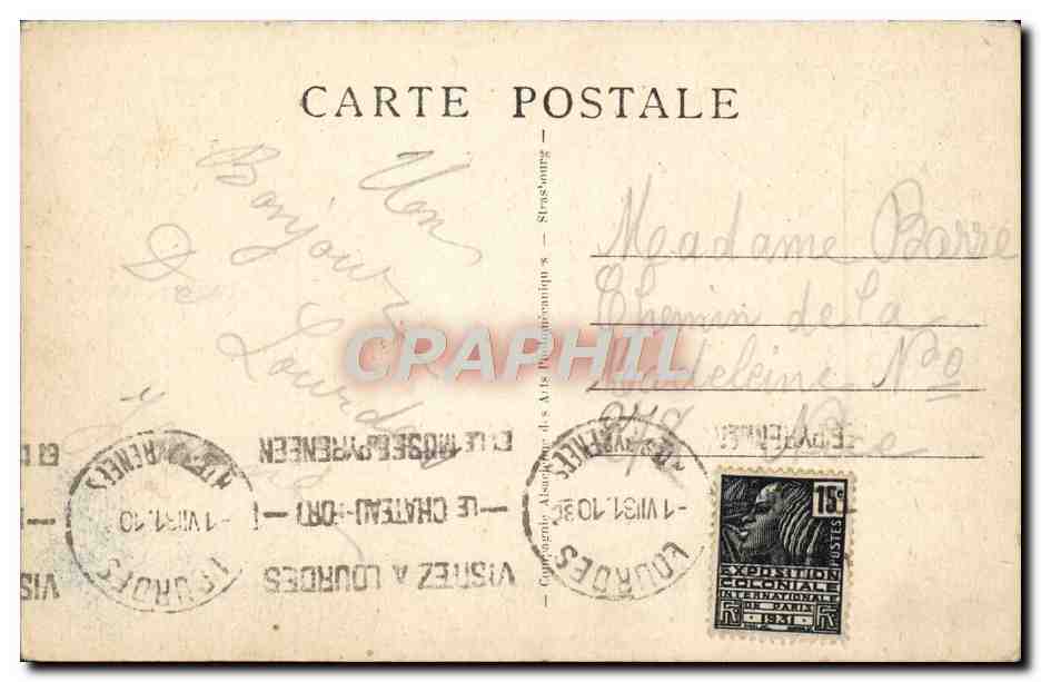CPA Lourdes Les Plscines Et Le Gave — Verso