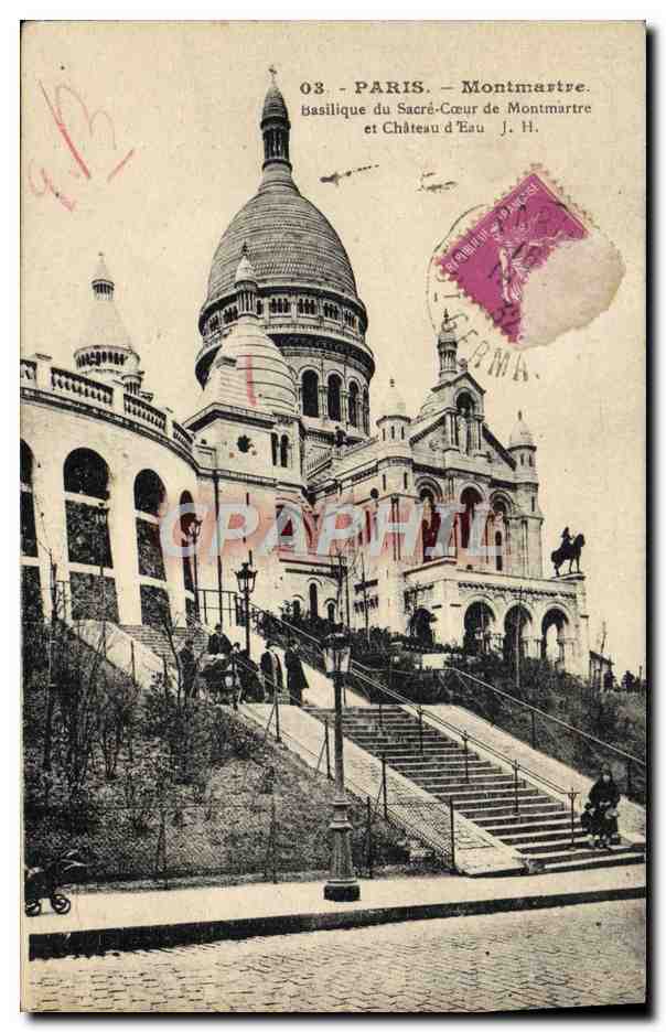 CPA Paris Montmartre Basilique Du Sacre Coeur De Montmartre Et Chateau D'Eau