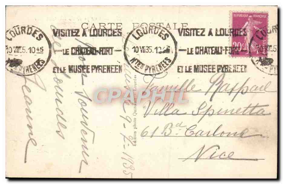 CPA Lourdes Vue Prise Du Chateau Fort — Verso