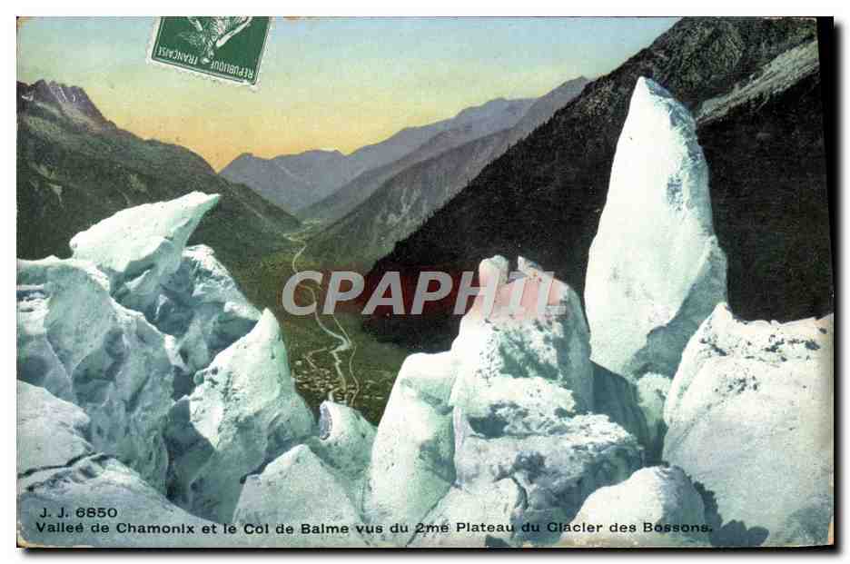 CPA Vallee de Chamonix et le Col de Balme Vue du 2eme plateau du glacier des Bossons