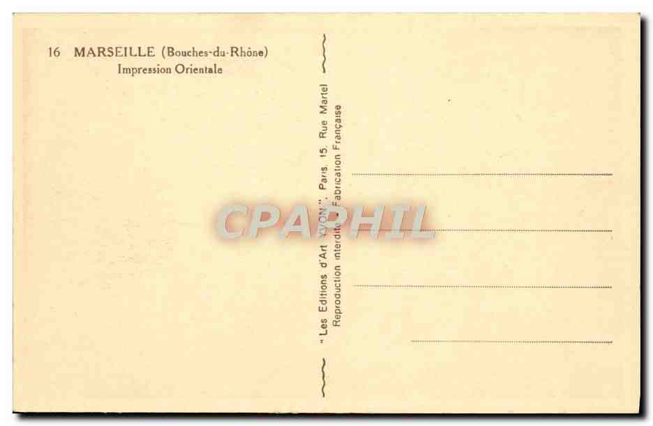 CPA Marseille Impression orientale — Verso