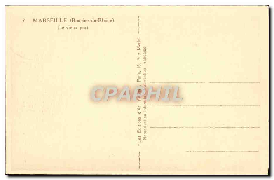 CPA Marseille Le vieux port Bateaux — Verso