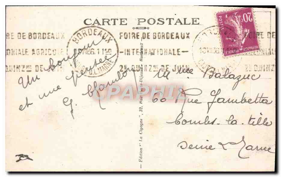 CPA Bordeaux La Cathedrale et la Tour Pey Berland — Verso