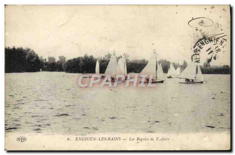 CPA Enghien Les Bains Les Regates De Voiliers Bateaux