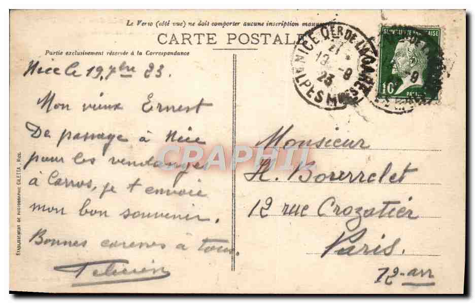 CPA Nice Promenade Des Etats Unis — Verso