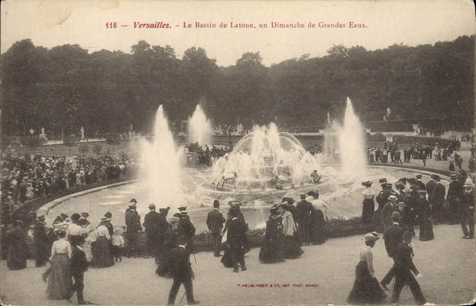 Versailles — Le Bassin de Latone, un Dimanche de Grandes Eaux — Helmlinger & Cie, Imp. Phot. Nancy, n° 416