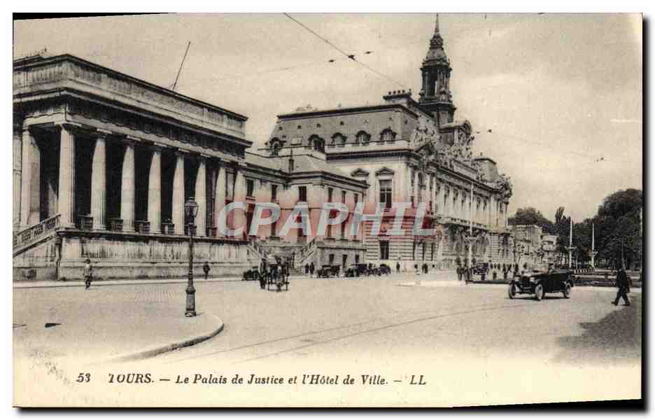 CPA Tours La Palais de Justice et l'Hotel de Ville