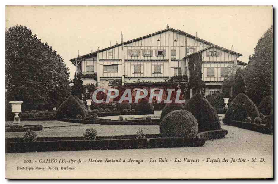 CPA Cambo Maison Rostand A Arnaga Les Buis Les Vasques Facade Des Jardins