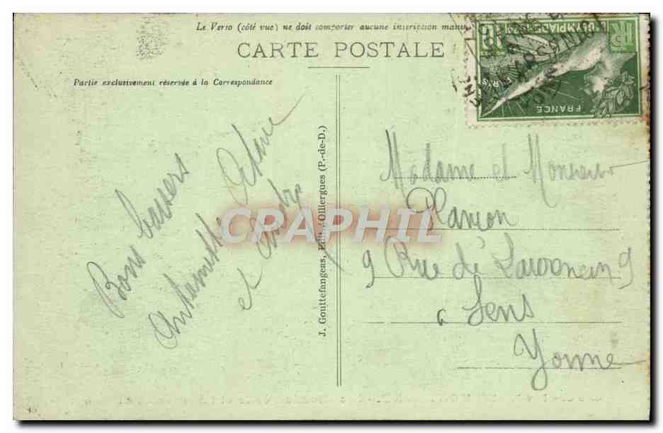 CPA Le Mont Dore Les Grands Hotels Et I'Avenue De Clermont — Verso