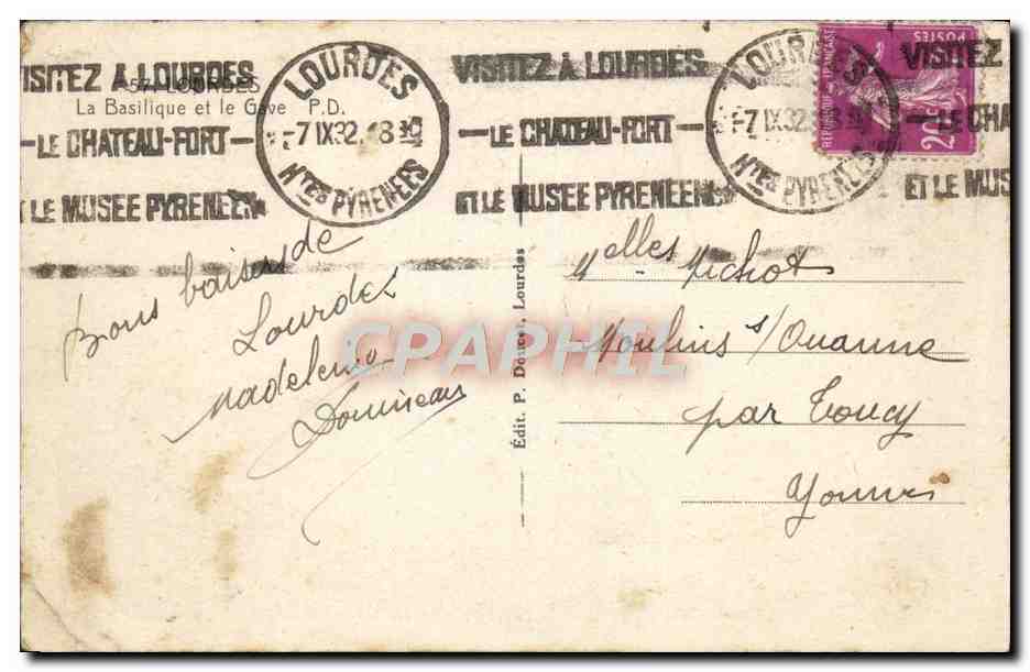CPA Lourdes La Basilique Et Le Gave — Verso
