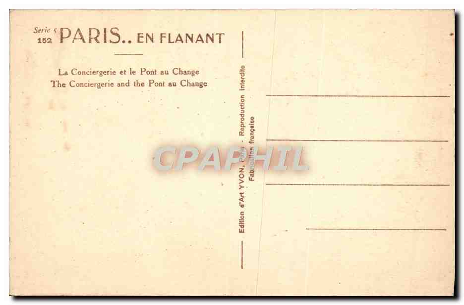 CPA Paris En Flanant Le Conciergerie Et Le Pont Au Change — Verso