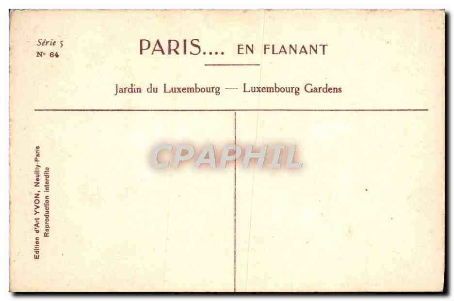 CPA Paris En Flanant Jardin Du Luxembourg — Rückseite