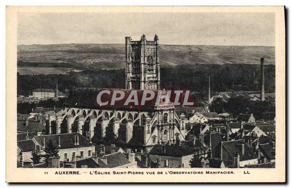 CPA Auxerre L Eglise Saint Pierre Vue De L'Observatoire Manifacier