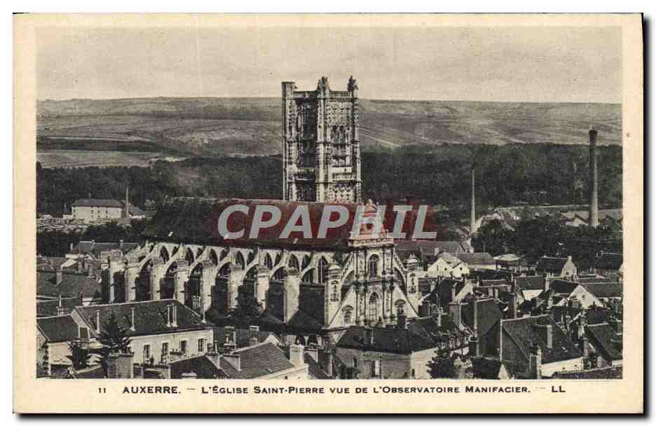 CPA Auxerre L Eglise Saint Pierre Vue De L'Observatoire Manifacier