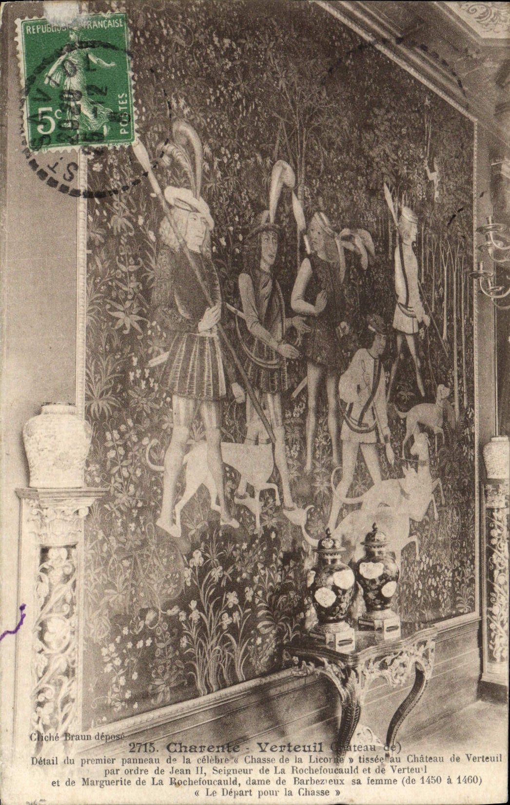 Charente - Verteuil — Détail du premier panneau de la « Chasse de la Licorne » au Château de Verteuil — Chiché Braun déposé 2715