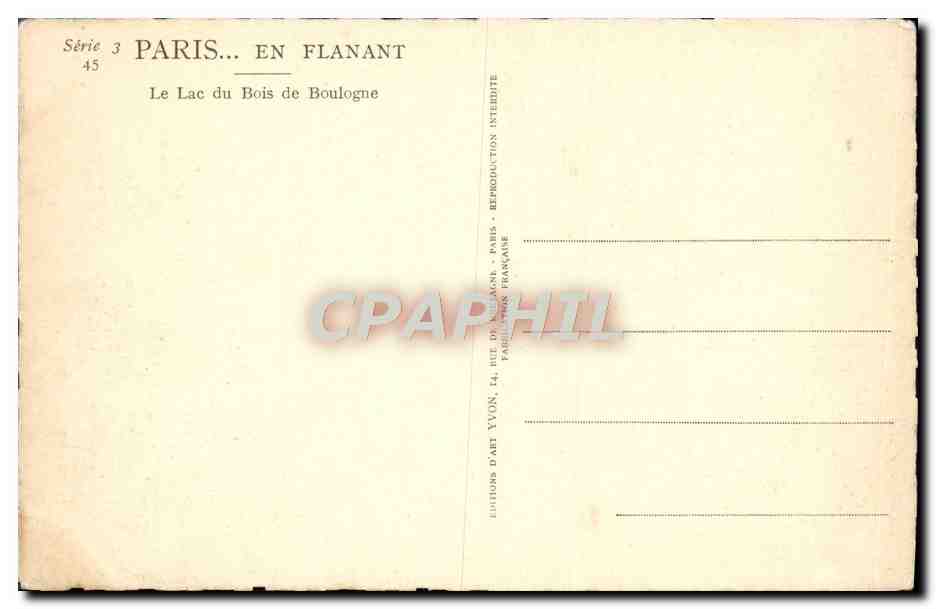 CPA Paris En Flanant Le Lac Du Bois De Boulogne — Verso