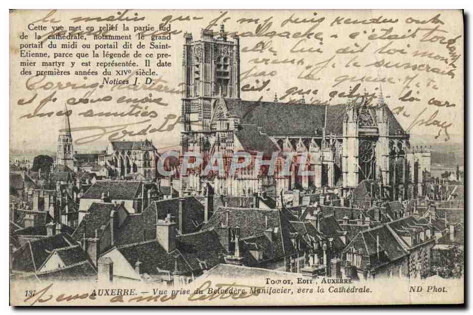 CPA Auxerre Vue Prise du belvedere Manifacier vers la cathedrale