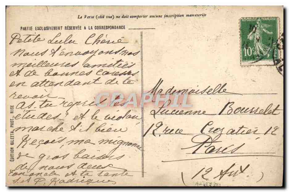 CPA Cannes Les mouettes sur la plage  — Verso