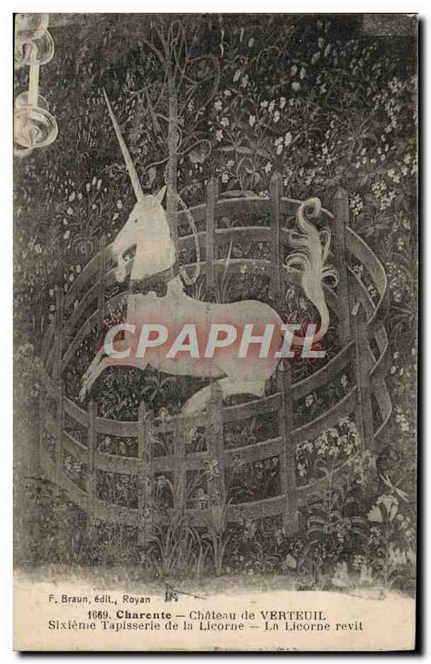 Château de VERTEUIL — Sixième Tapisserie de la Licorne — La Licorne revit — F. Braun, édit., Royan