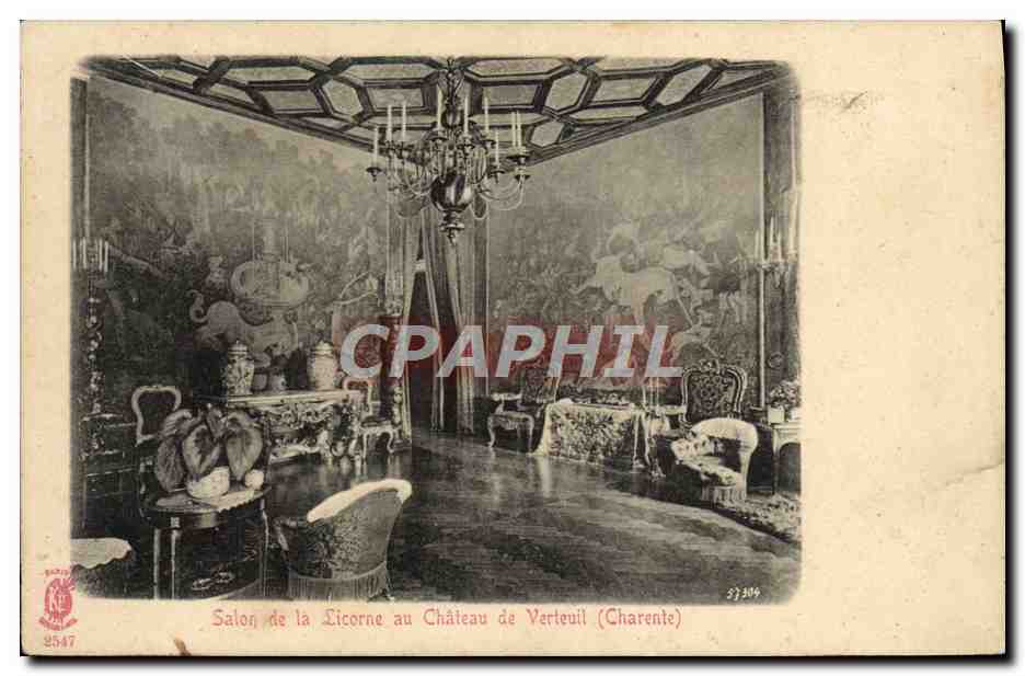 CPA Salon de la Licorne au Chateau de Verteuil