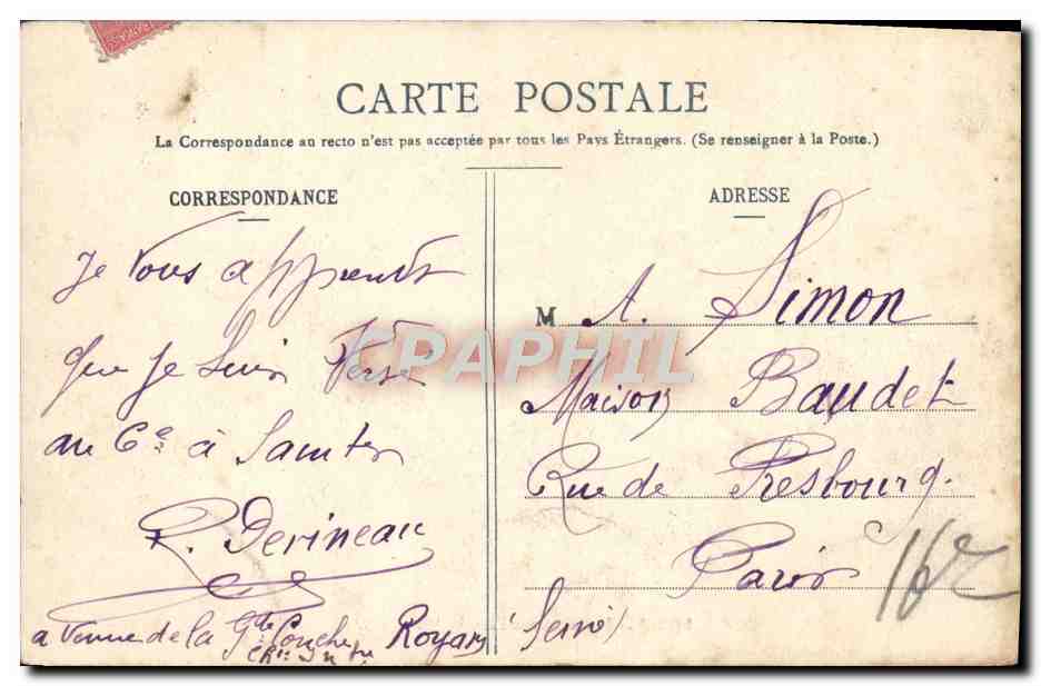 CPA Royan La Grotte aux Fees Vallieres — Rückseite