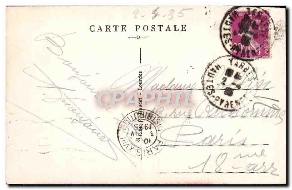 CPA Lourde Maison Paternelle de Bernadette Soubirous  — Verso