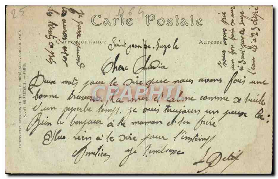 CPA Saint Jean De Luz Vue Generale Prise de la Pointe Sainte Barbe — Verso