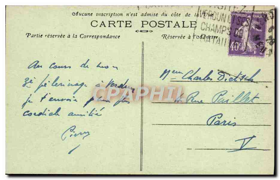 CPA Monument de la Tranchee des Baionnettes Vue interieure Militaria — Rückseite