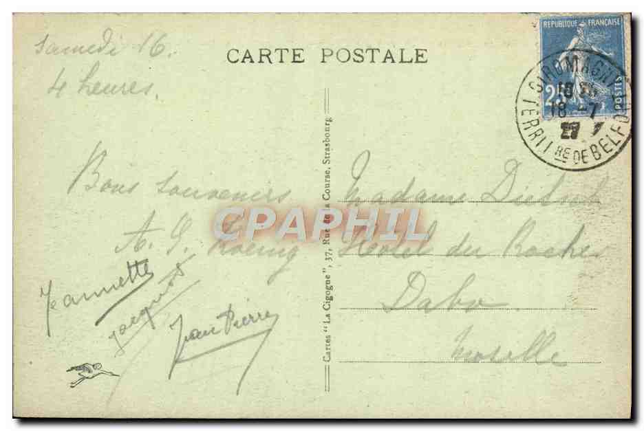 CPA Ballon D'Alsace Le Grand Hotel Stauffer vu du Sommet — Verso