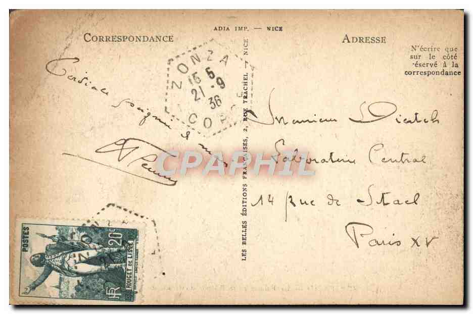 CPA Bonifacio La Falaise Et Le Rocher Du Grain De Sable — Rückseite