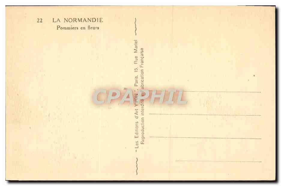 CPA La Normandie Pommiers En Fleurs — Verso