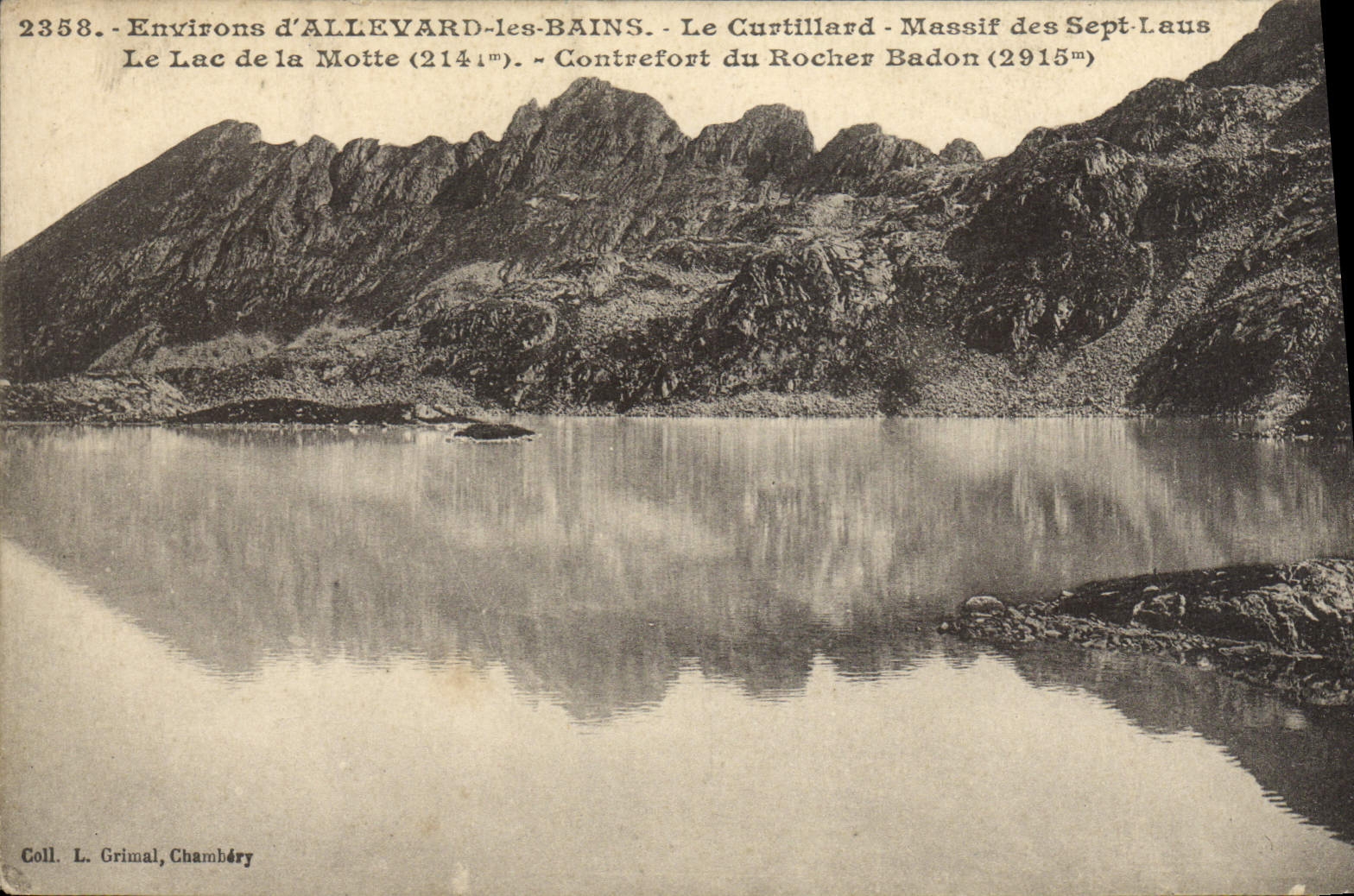 Environs d'ALLEYARD-les-BAINS — Le Lac de la Motte et le Contrefort du Rocher Badon — Coll. L. Grimal, Chambéry