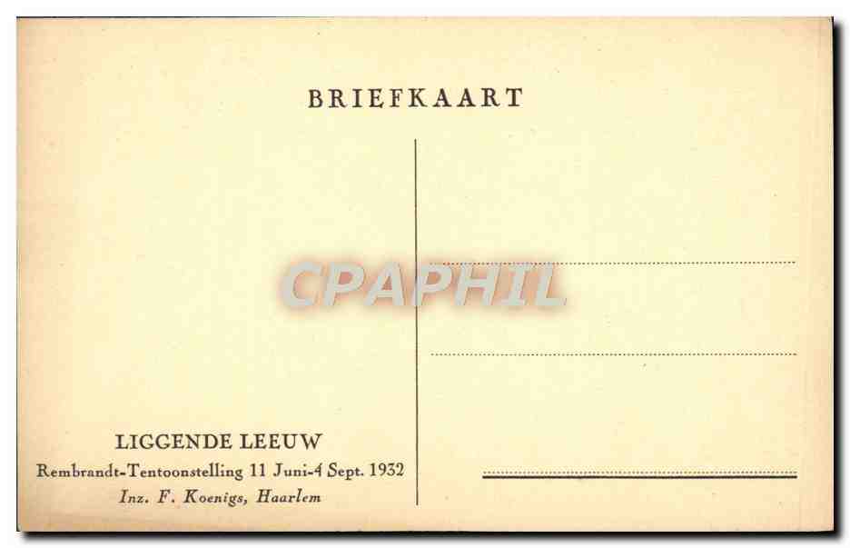 CPA Liggende Leeuw Rembrandt lion — Back
