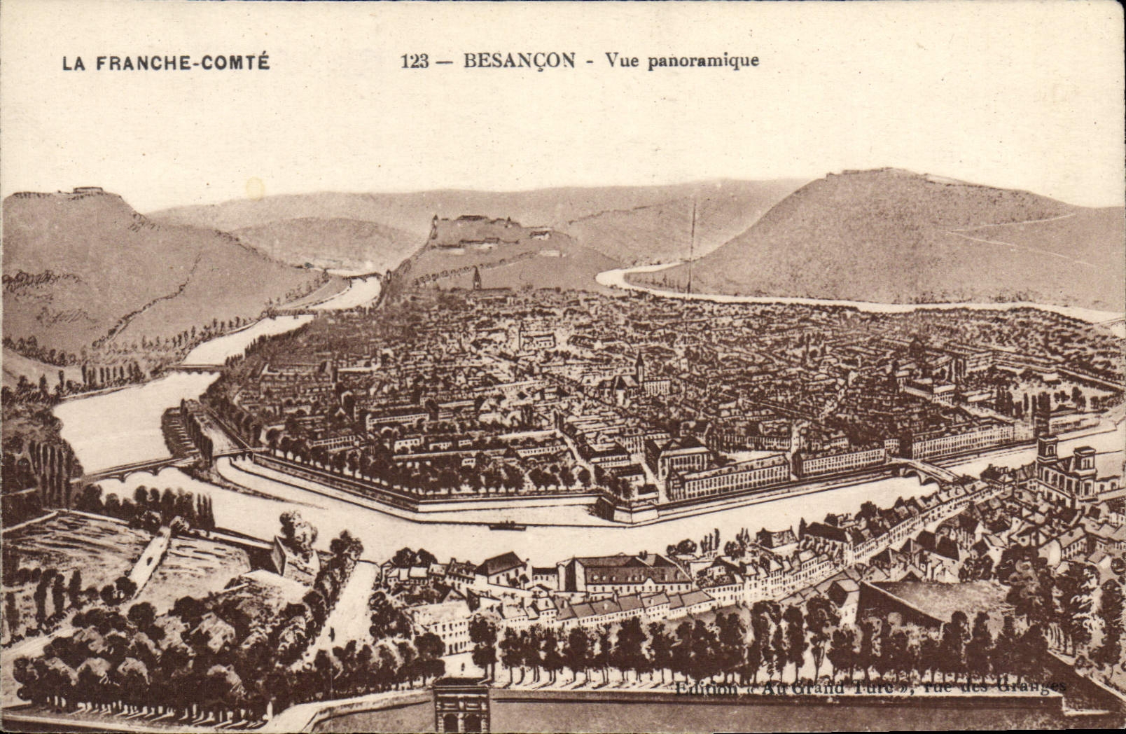 Besançon — Vue panoramique — Édition « Au Grand Ture », rue des Granges