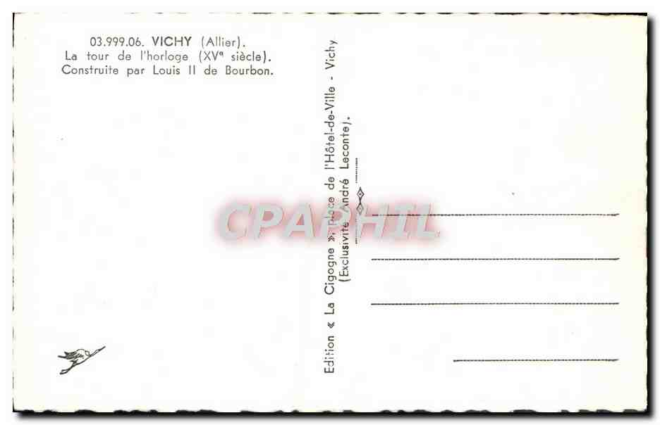 CPM Vichy La Tour De I Horloge — Verso
